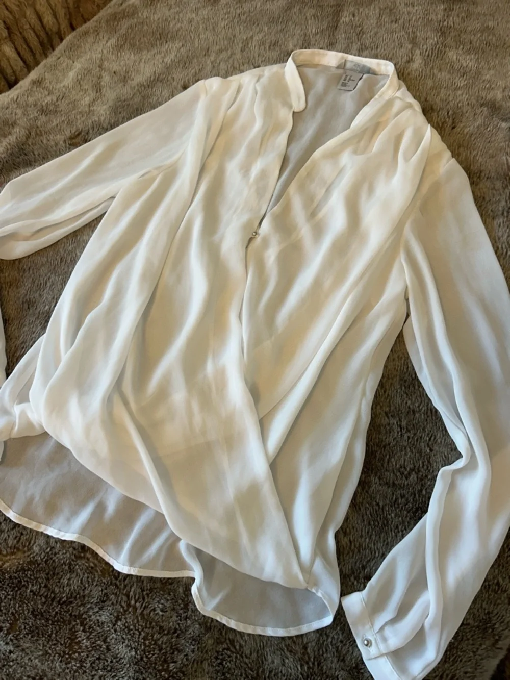 H&M White Wrap-Front Long Sleeve Blouse - Picture 6 of 10